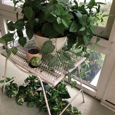 Vintage white metal patio table