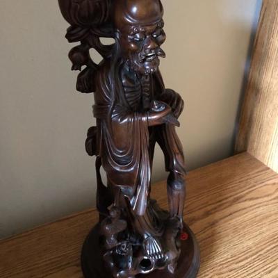 Tall Carved Wood Chinese Immortal Figure!