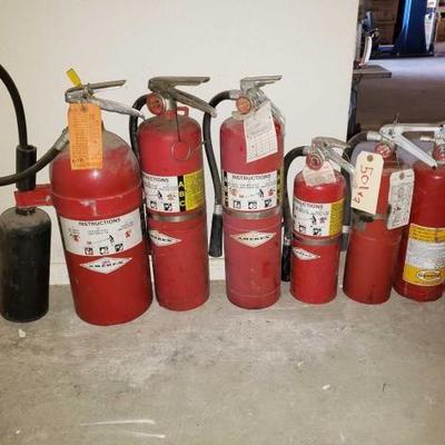 #501: 7 Fire Extinguishers, Various Sizes
7 Fire Extinguishers, Various Sizes