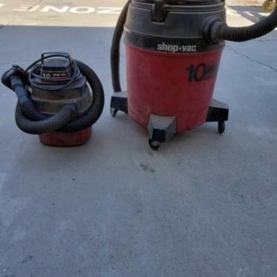 #837: Two Shop-Vac Vacuums
Two Shop-Vac Vacuums , one 10 gallon Wet/Dry , 1 Small 1.0 H.P. Wet/Dry Vac