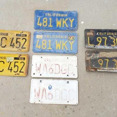 #321: 4 Pairs of California License Plates, 1 Pair Illinois Plates
4 Pairs of California License Plates, 1 Pair Illinois Plates