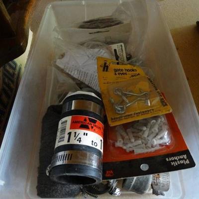 Lot of plastics anchors, gate hooks and eyes and m ...