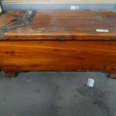 Wooden chest with contents.