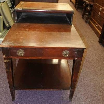 Vintage Mahogany Leather Top Side Table - Dovetail ...