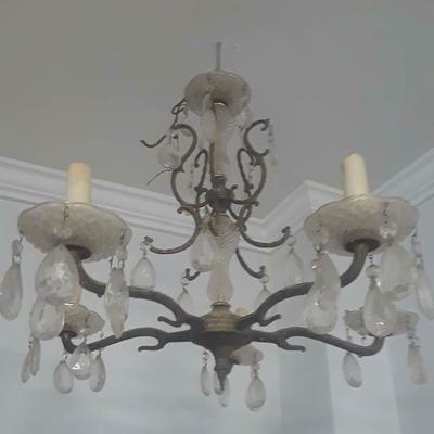Vintage brass chandelier with crystal drops NJ001 https://www.ebay.com/itm/113712100849