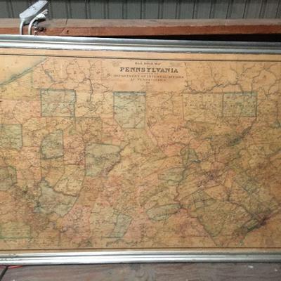 Pennsylvania Rail Road Map Mounted and Framed 1911 WN7062 61
