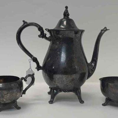 TEAPOT CREAM & SUGAR CADDY ELECTROPLATED SILVER US BY INT'L SILVER CO LA6101 https://www.ebay.com/itm/113712140668