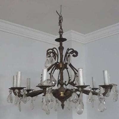 Vintage Brass Chandelier with Crystal Drops NJ002 https://www.ebay.com/itm/113712186731