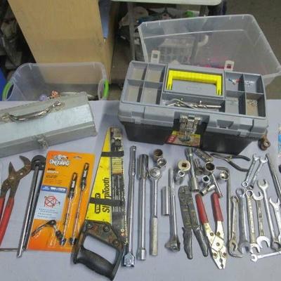 Ratchets, Wrenches, Two Tool boxes Lot
