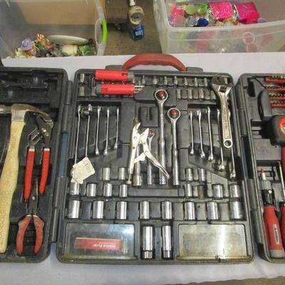 Plastic Case w Hammer, Screwdrivers, Wrenches, Ra ...