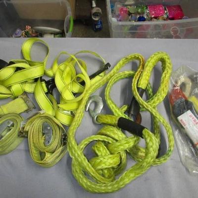 Yellow Tow Rope and Straps Lot