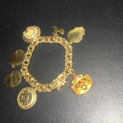 14k Gold Bracelet & Charms