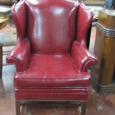 Red Leather Wingback Chair