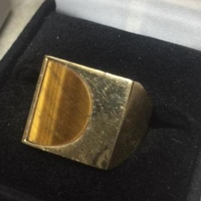 Men's 10kt Gold Tiger Eye Ring