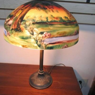 Bradley & Hubbard Reverse Painted Lamp