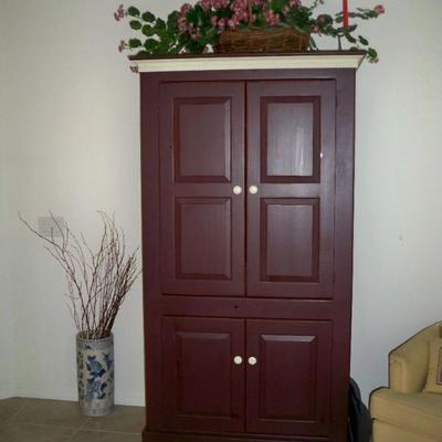 Brown Painted Media Armoire
