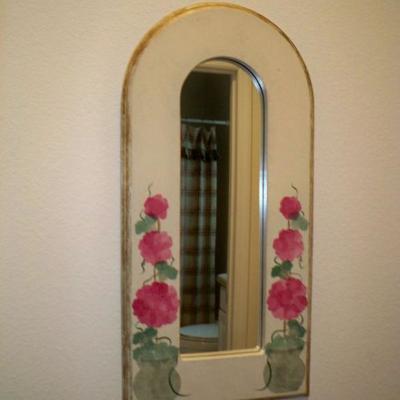 Painted Floral Arched Mirror