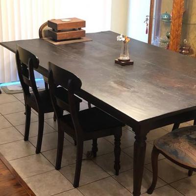 Antique dining table. solid wood with drawers 