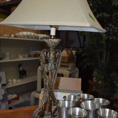 Silver Stemware & Table Lamp