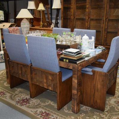 Vintage Solid Wood Dining Table and Chairs