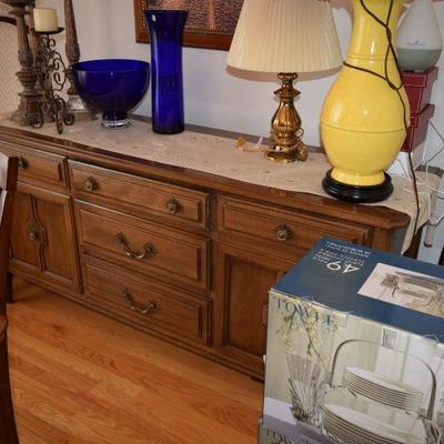 Dresser, Lamps, Home Decor, & Dish Set