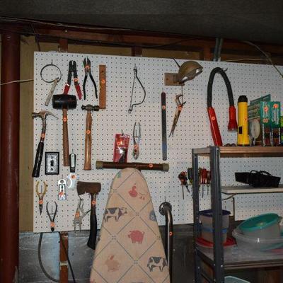 Garage Tools, Ironing Board, & Items