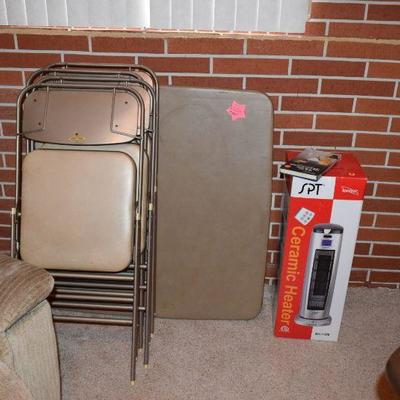 Folding Table, Chairs, & Ionizer Heater
