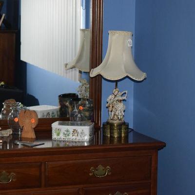 Dresser, Mirror, Lamp, & Decor