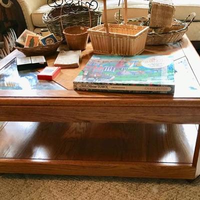 Oak and glass coffee table $85
37 X 37 X 15