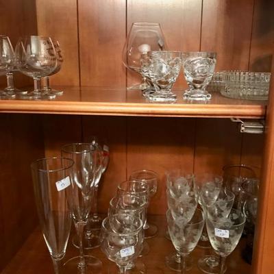 Set of glasses on second shelf on the far right are SOLD.