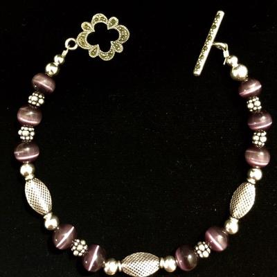 Sterling silver and amethyst bracelet 