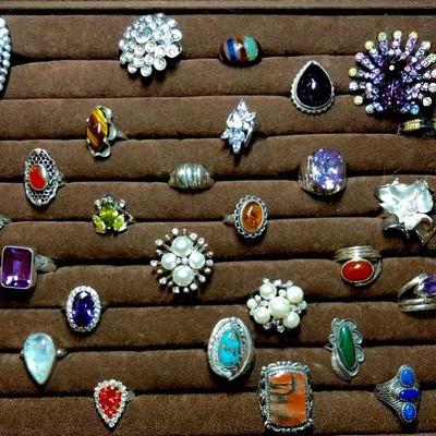 Jewelry including rings with gemstones, etc.