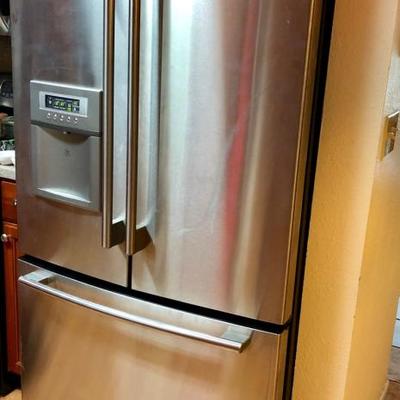  Stainless steel French door refrigerator and freezer 