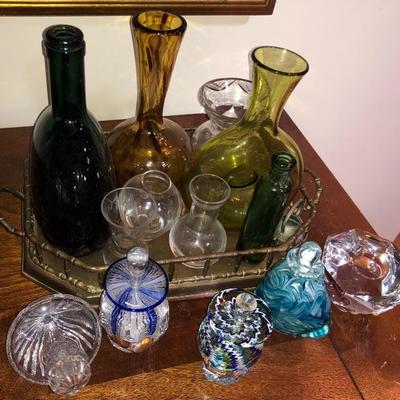 Signed crystal perfume bottles