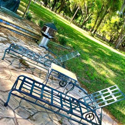 Wrought iron patio pool furniture 