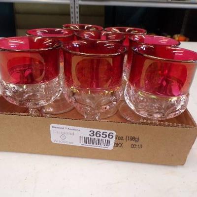 RUBY RED FLASH KINGS CROWN 8 GLASS CUP LOT