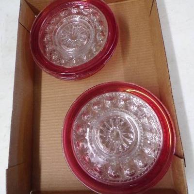RUBY RED FLASH KINGS CROWN DISH LOT