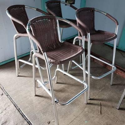 (4) Metal and Wicker Barstools