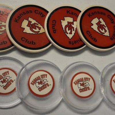 Two Sets of Four Coasters Each Kansas City Chiefs ...