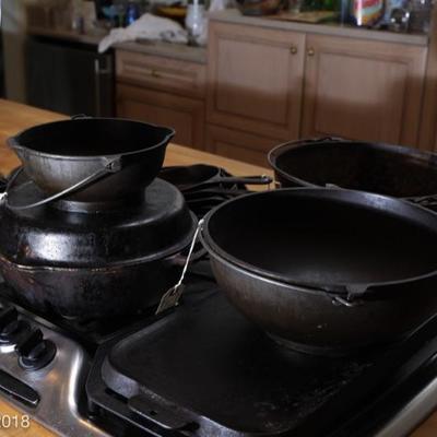 Griswold cast iron pots, skillets