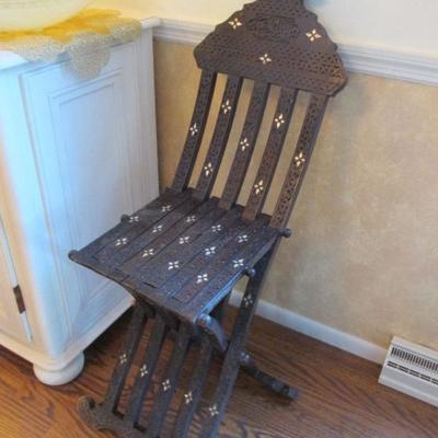 Syrian inlaid prayer chair