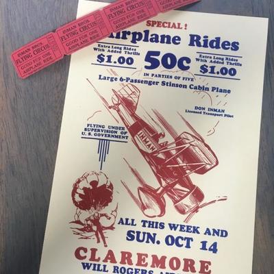 Vintage Flying Circus flyer and tickets 