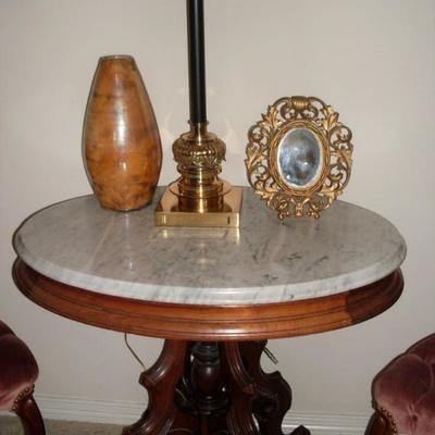MARBLE TOP OVAL TABLE