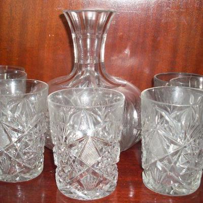CRYSTAL GLASSES AND DECANTER