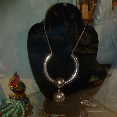 Impressive sterling silver Modernist necklace.