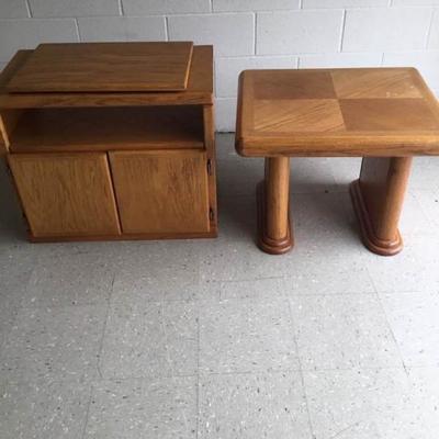 Amish Crafted Oak TV Stand and Side Table