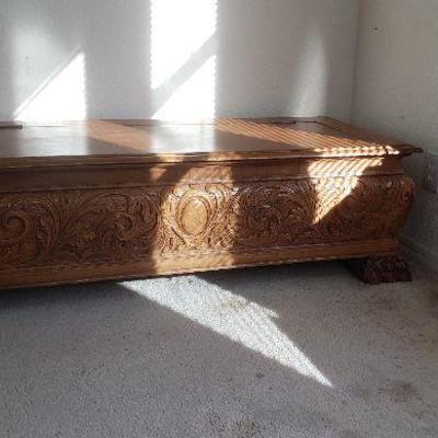 1800s ornately carved cedar chest