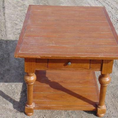 Solid Hard wood Tall End Table. With Drawer