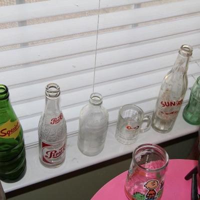 Collectible bottles Sqirt, Pepsi Cola, Coca Cola, A&W Rootbeer, Sun-Rise
Prices: .50-$4