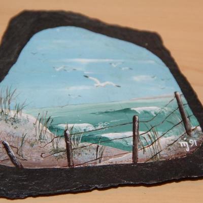 Handpainted and signed "Beach"  on slate
Price: $9